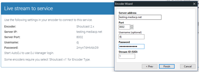 Shoutcast 2 Live Broadcasting - Media Control Panel