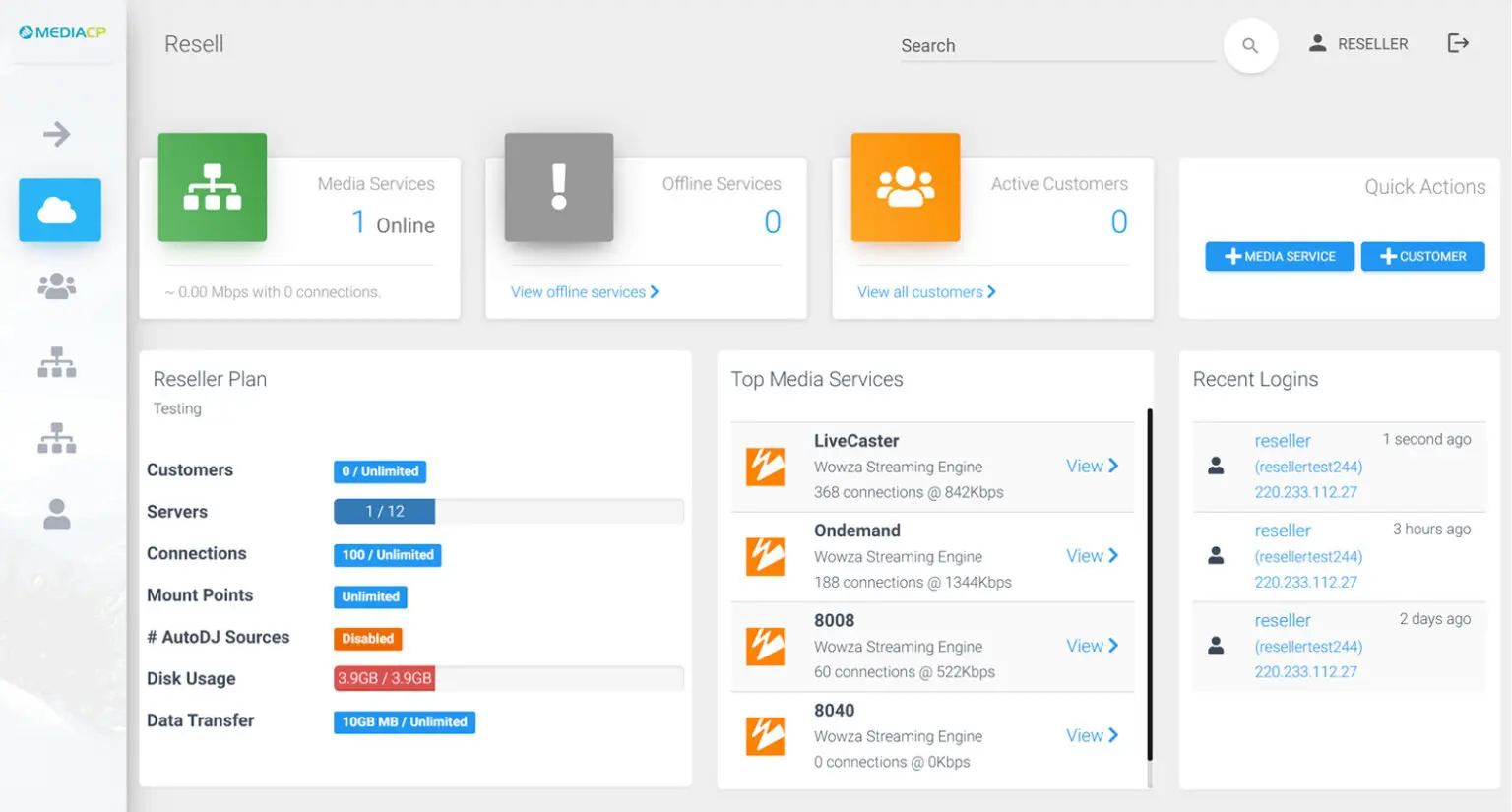 Shoutcast & Icecast Control Panel - Media Control Panel